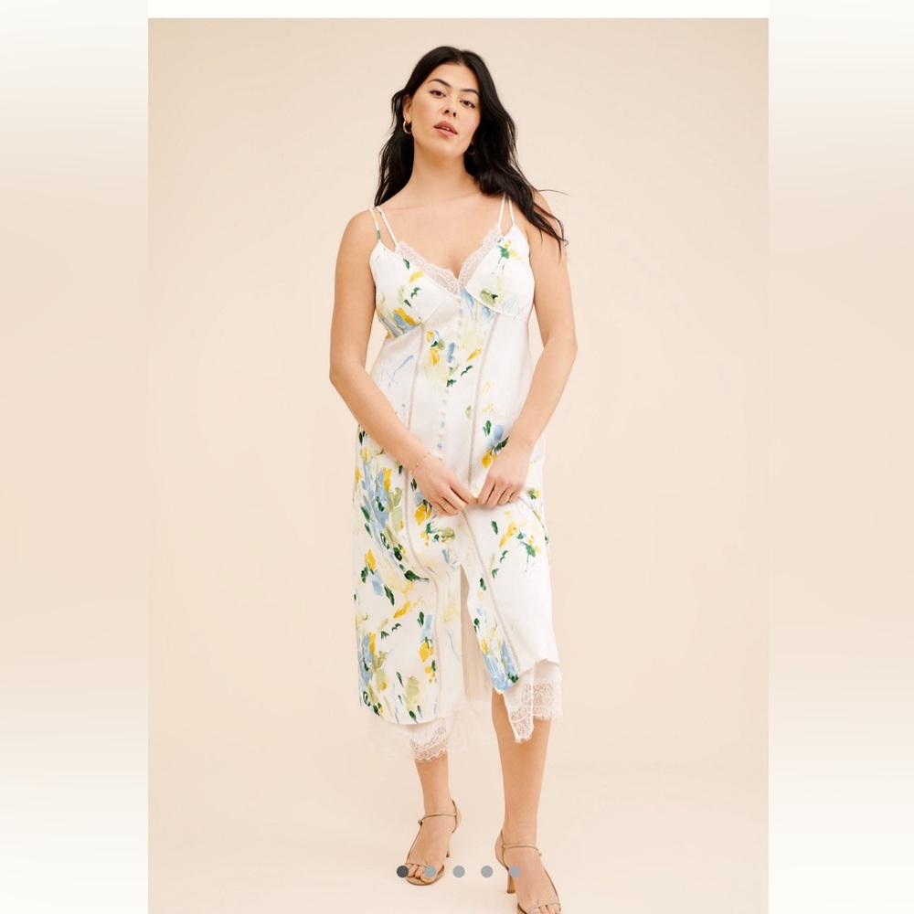 NWT Anthropologie Lace Button-Front Slip Dress MIDI Size 16 - Picture 4 of 8